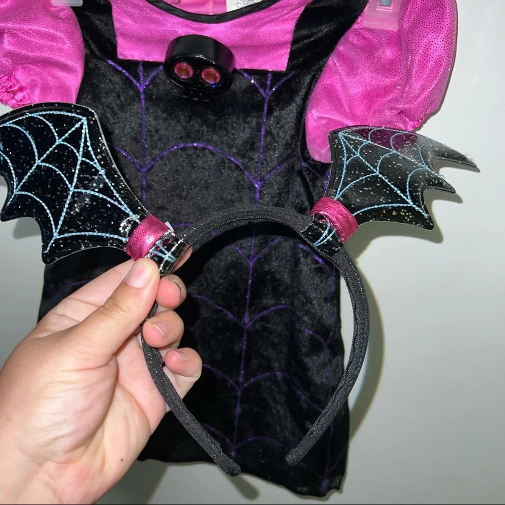 Disney Black and Pink Spider Web Dress with Bat Headband - Picture 2 of 11